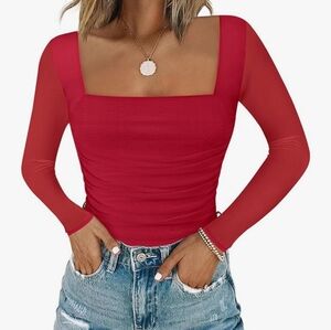 Red Long Sleeve Bodysuit